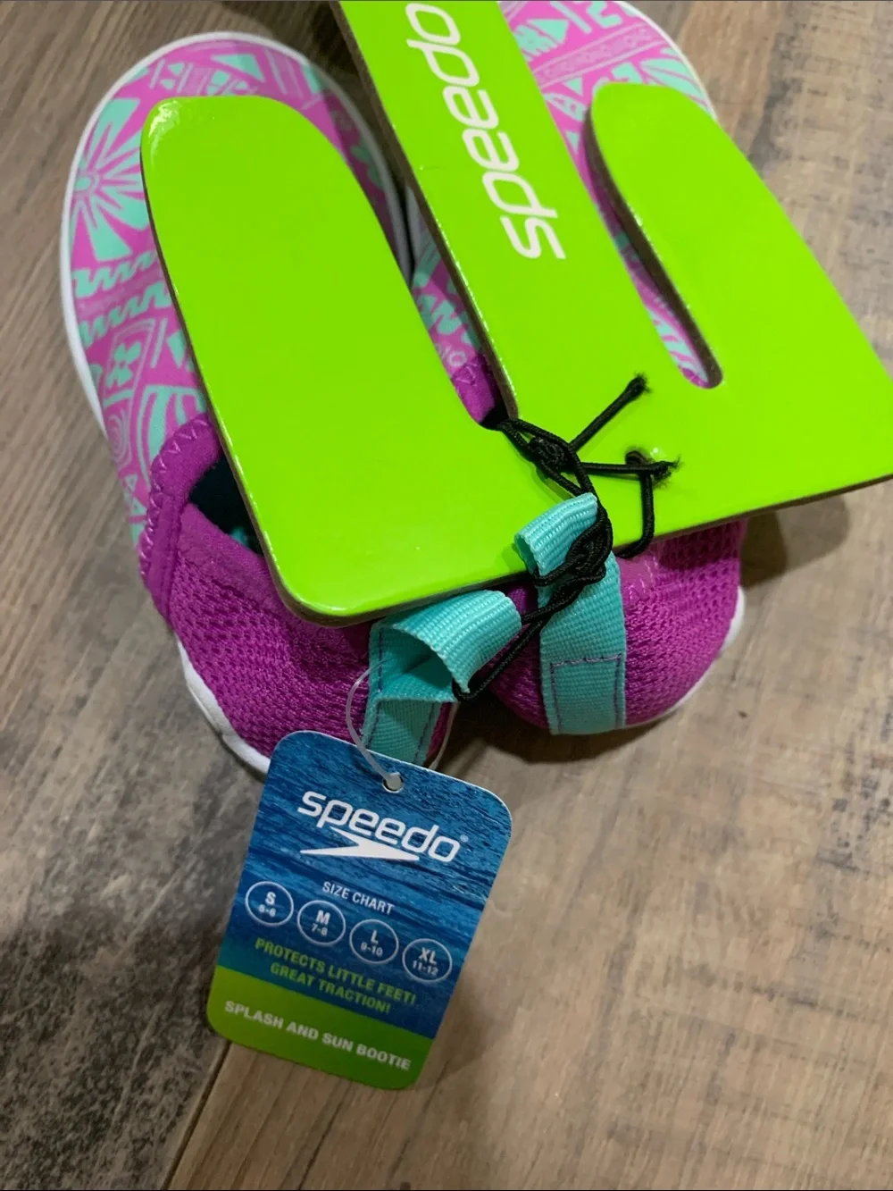 Speedo Kids Pink & Teal Patterned Slip-On Water Shoes